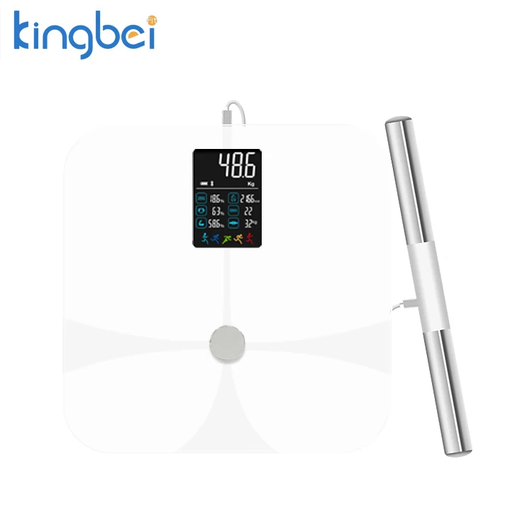 8 Electronic BMI ITO Glass VA Screen OEM White Black Body Weight Fat Analysis digital smart scale with IOS and Android APP