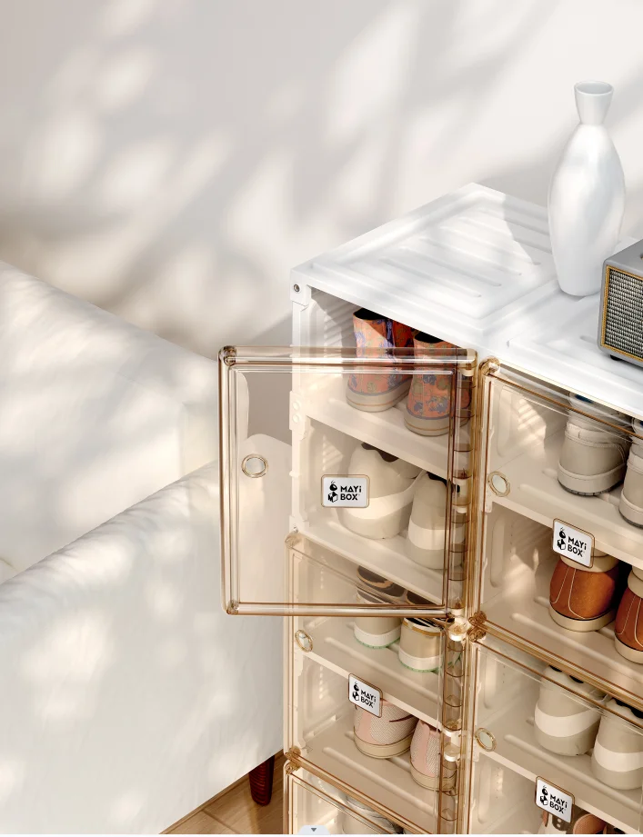 China wholesale Install-free foldable shoe storage cabinet with doors  cabinet modern shoe drawer storage large capacity
