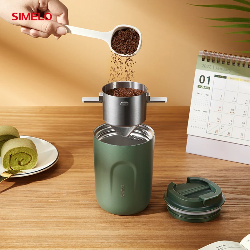 SIMELO superior quality Reusable Easy to clean 304 All Stainless Steel Double layer filter screen Foldable cone Coffee Filter