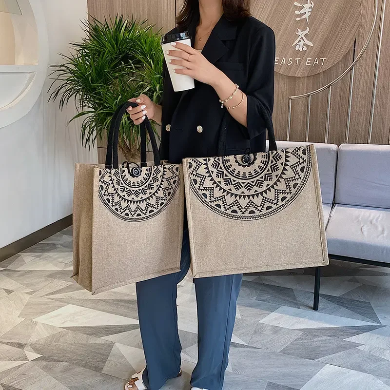 High Quality Wholesale Reusable Travel Custom Printed Handle Shopping Tote Jute Bag