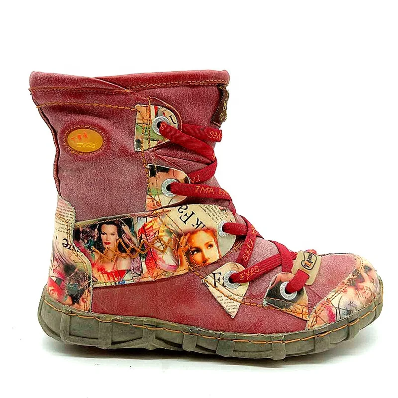 Высококачественная дизайнерская теплая обувь из натуральной кожи с принтом, женские зимние ботинки на плоской подошве с толстой подкладкой