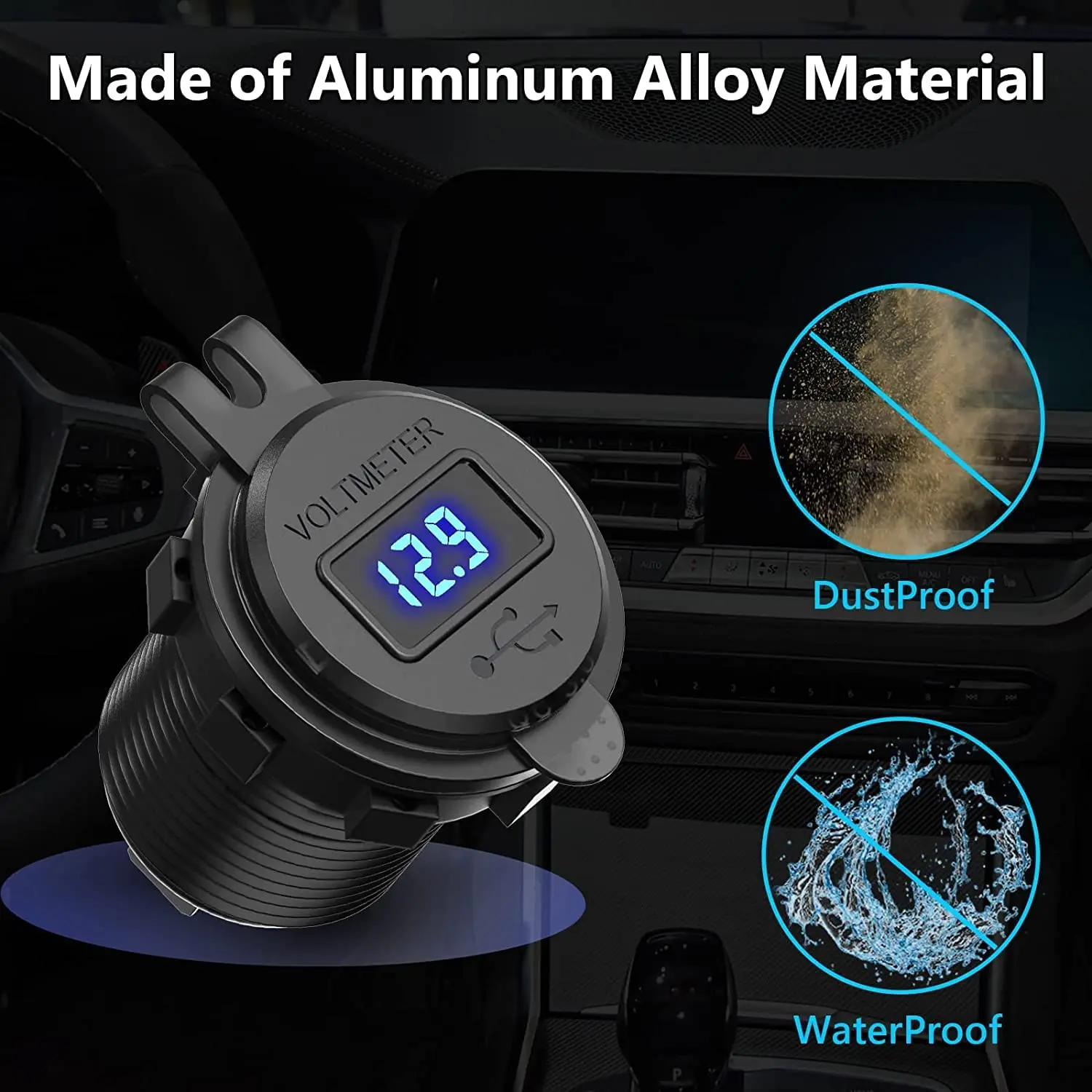 Aluminum Alloy QC 3.O Charging Dual Ports Usb Golf Cart Charger for 12-24v Smart Phones