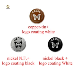 Fashion Custom Design Metal Rivet Round Butterfly Engraved Logo Metal Rivet