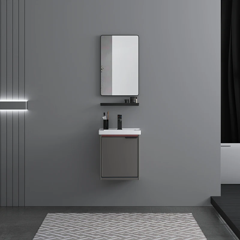 Modern European Design High Quality Wall Mount Bathroom Vanity Cabinet Set Aluminum Washbasin with Aluminum Carcase