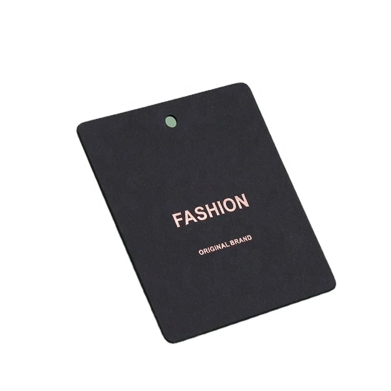 Custom  Logo Golden Embossed Hang Tags 1000gsm Black Cardboard Garment Tags Clothing Labels Hanging Clothes Tag