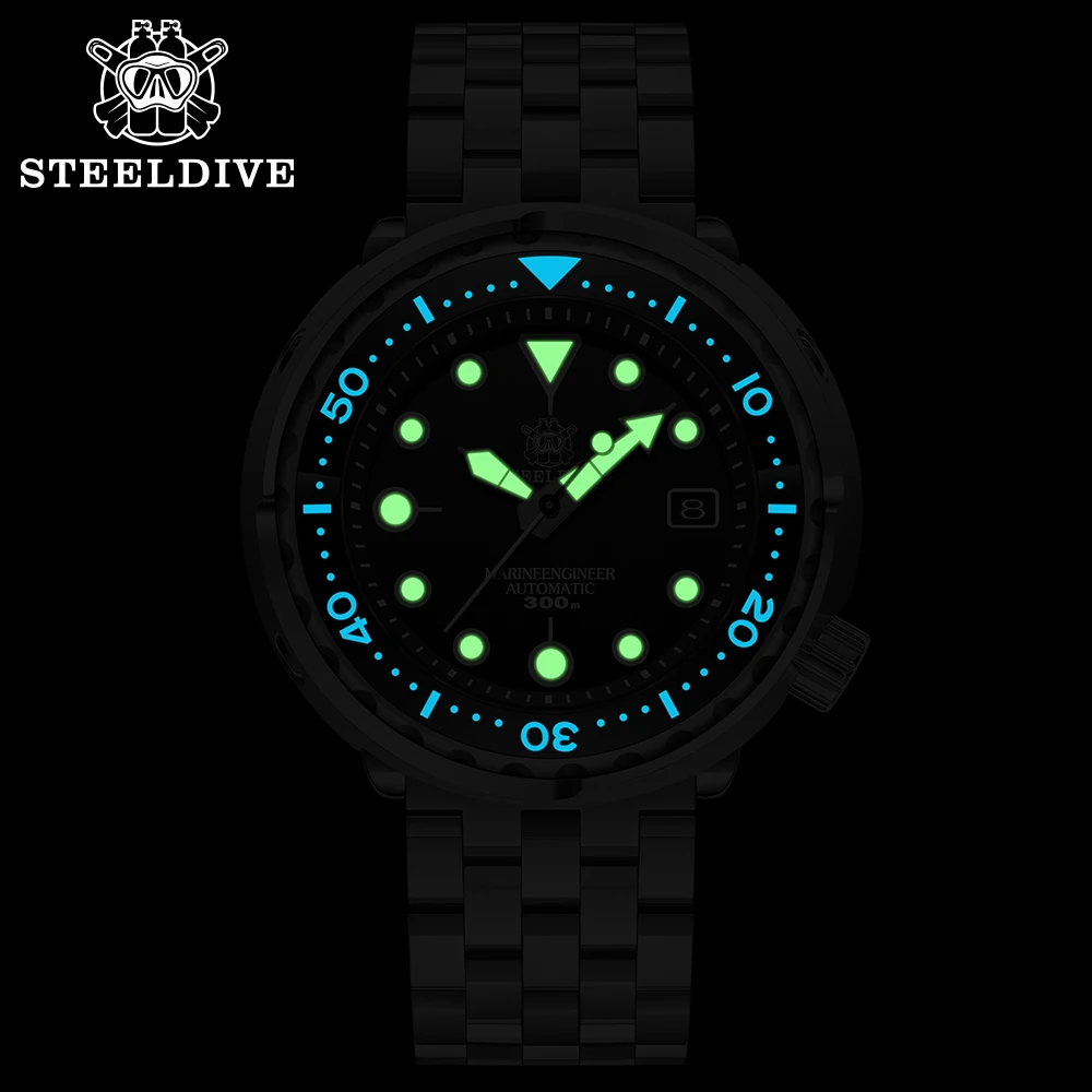 SD1975 New Arrival 2020 Steeldive Brand 300m Water Resistant Ceramic Bezel NH35 Automatic Dive Watch with blue dial
