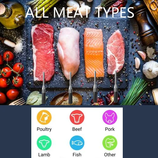 Two sensors remote wireless probe with phone app smart wireless meat thermometer use for oven bbq grill