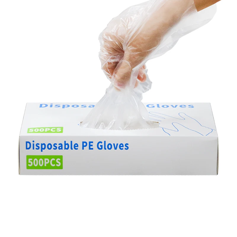 Disposable glove box draws 500 pieces plastic polyethylene gloves for kitchen cleaning household commercial food PE gloves