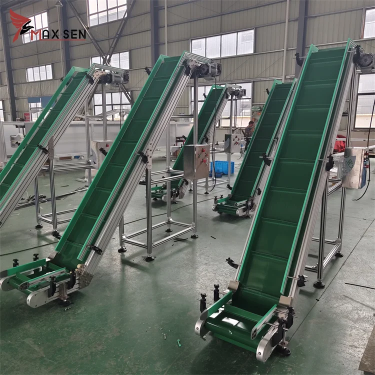 Customized PU PVC Inclined Belt Conveyor Manufacturer For Elevator