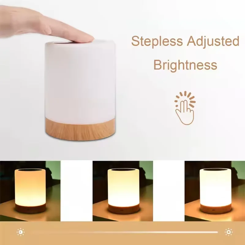 Touch Remote control LED RGB Table Lamp Rechargeable Night Light for Bedside Camping with Hook