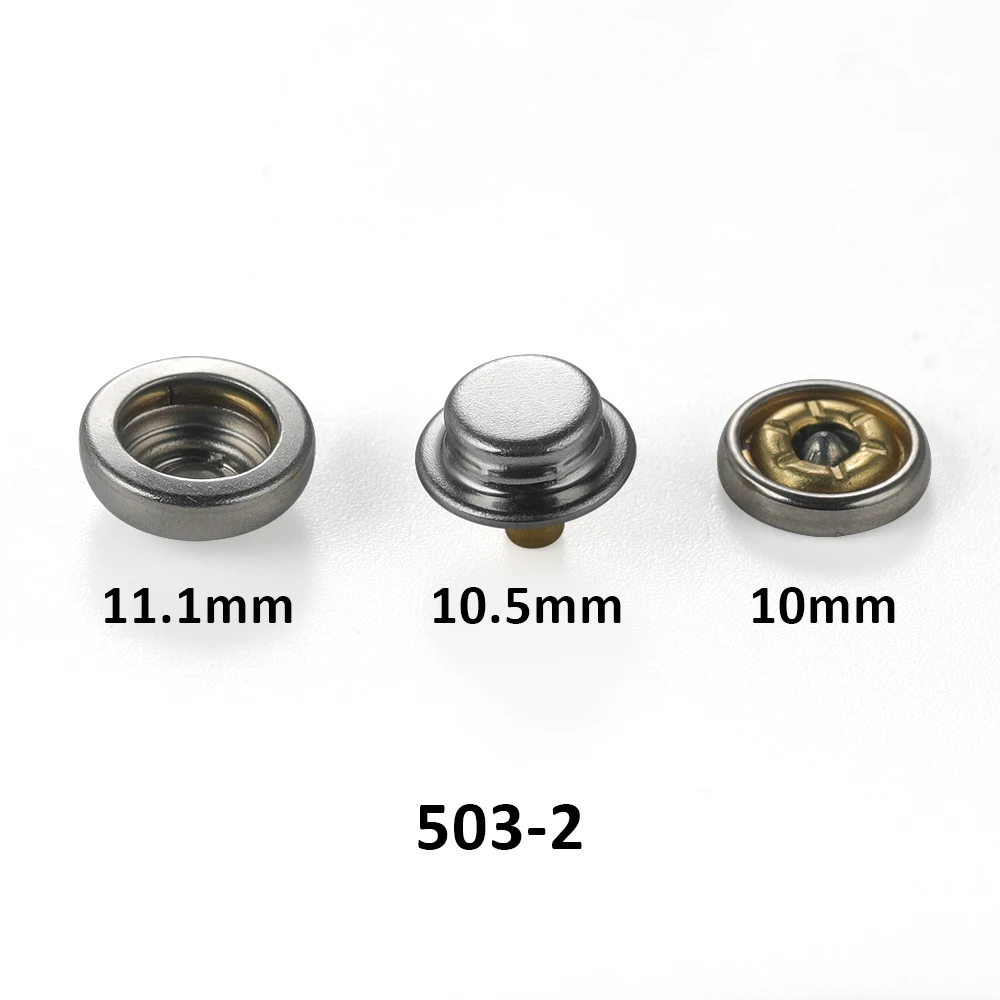 Different Color Plating Round Snap Button Custom Engraved Logo 4 Parts Metal Press Fastener
