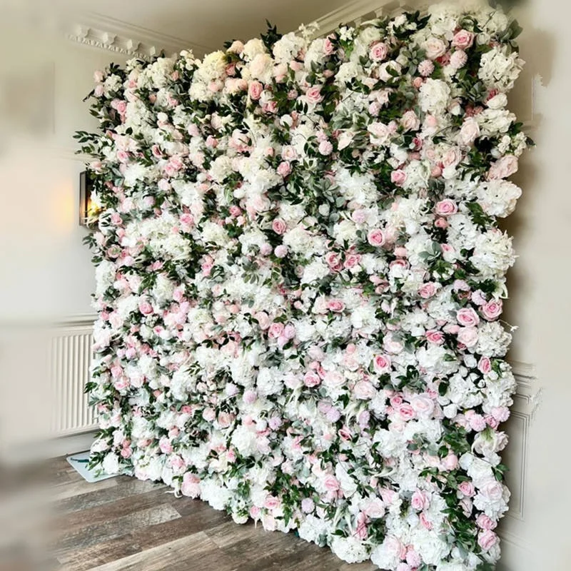 Beauty flower wall art artificial white red 3d rose flower walls backdrop for wedding and event
