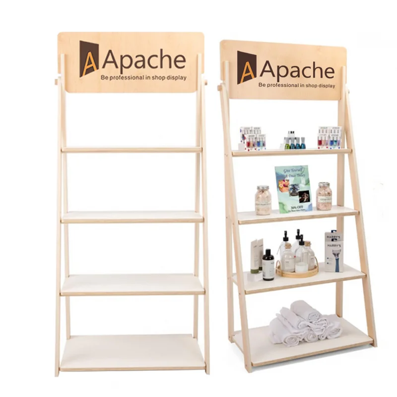 Customizable Wood Display Rack for Cosmetics Store Quality Display Stand