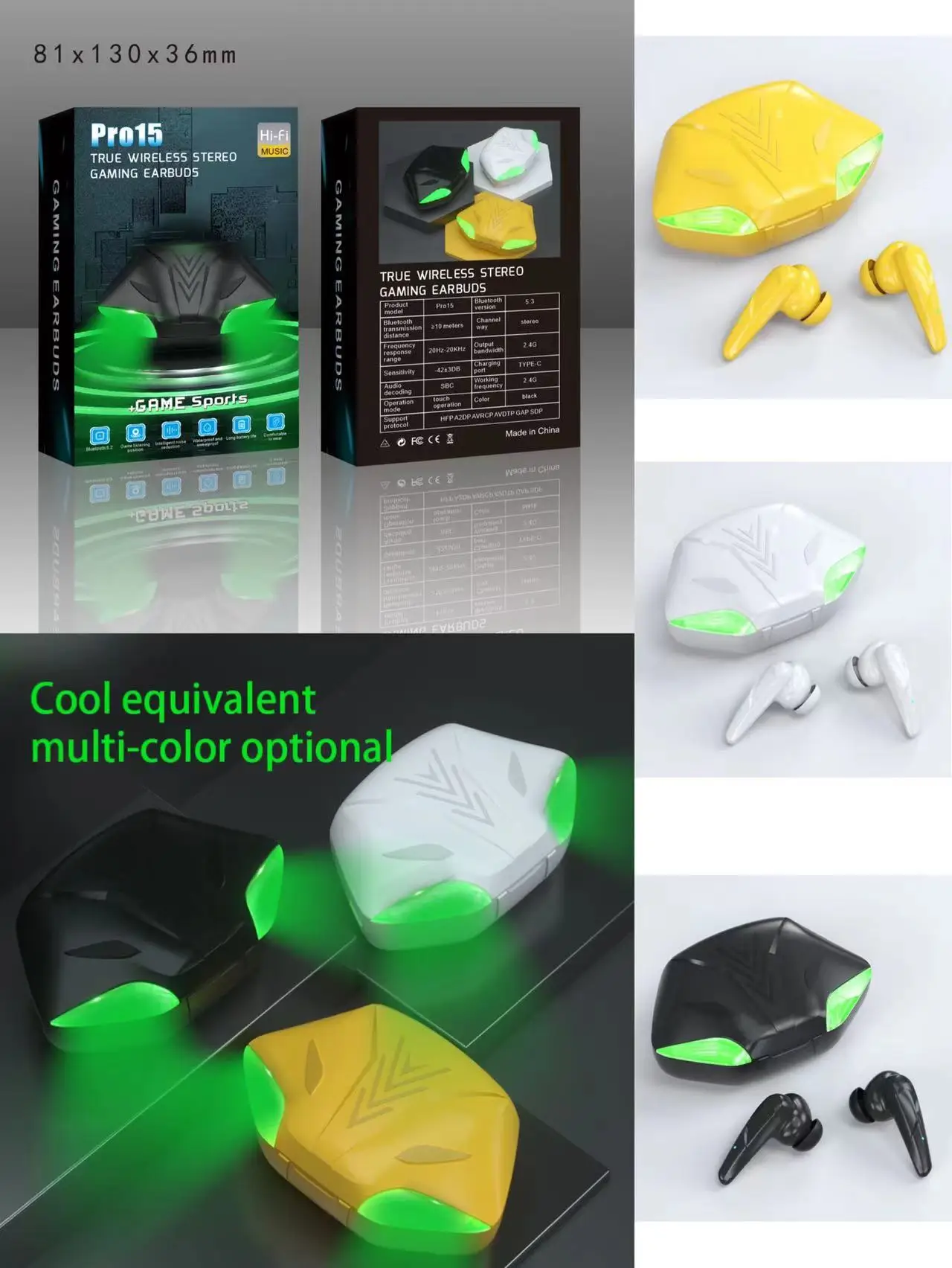 Новое поступление Pro15 BT 5 3 HIFI стерео беспроводные наушники игровые S15 с низкой задержкой