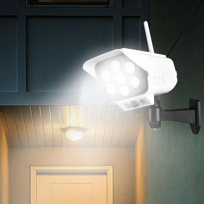 LED Solar Wall Light with Light & PIR sensor Remote control IP65 Waterproof Recharge 2 in 1 Security Dummy Camera Lamp OEM