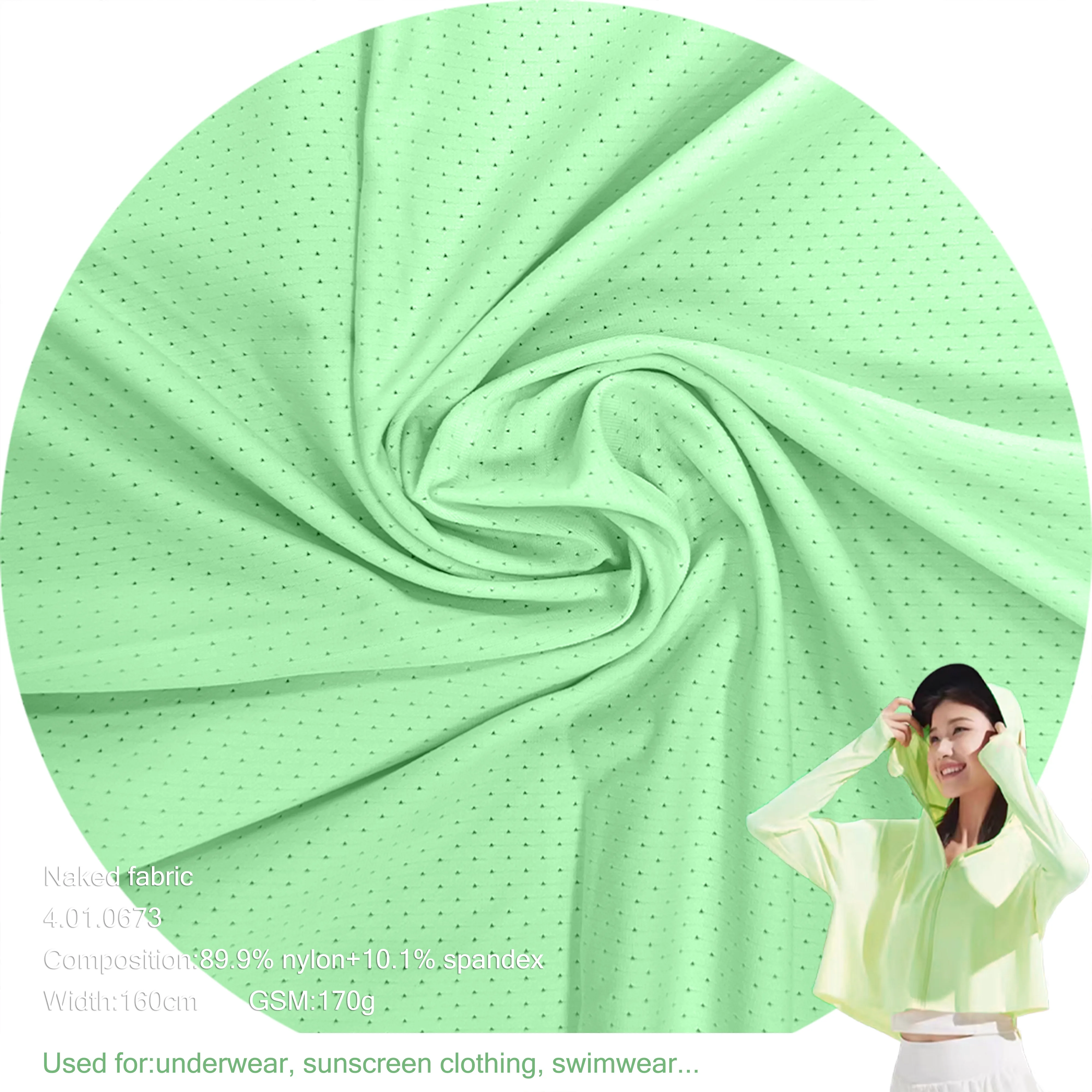 Quick Drying UPF50+ cool high elastic Thin Nylon 88 Spandex 12 Breathable Dot knit Sunscreen Fabric For Tshirt Hoodie Coat