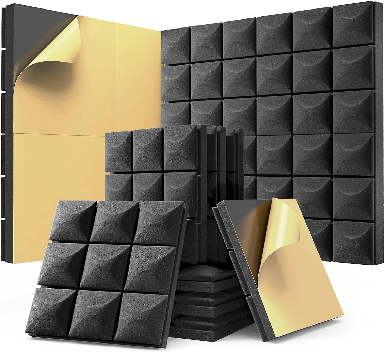 High Density Acoustic Sound Proof Foam Panels With Self-adhesive Acoustic Panels Soundproof Wall Panels Studio