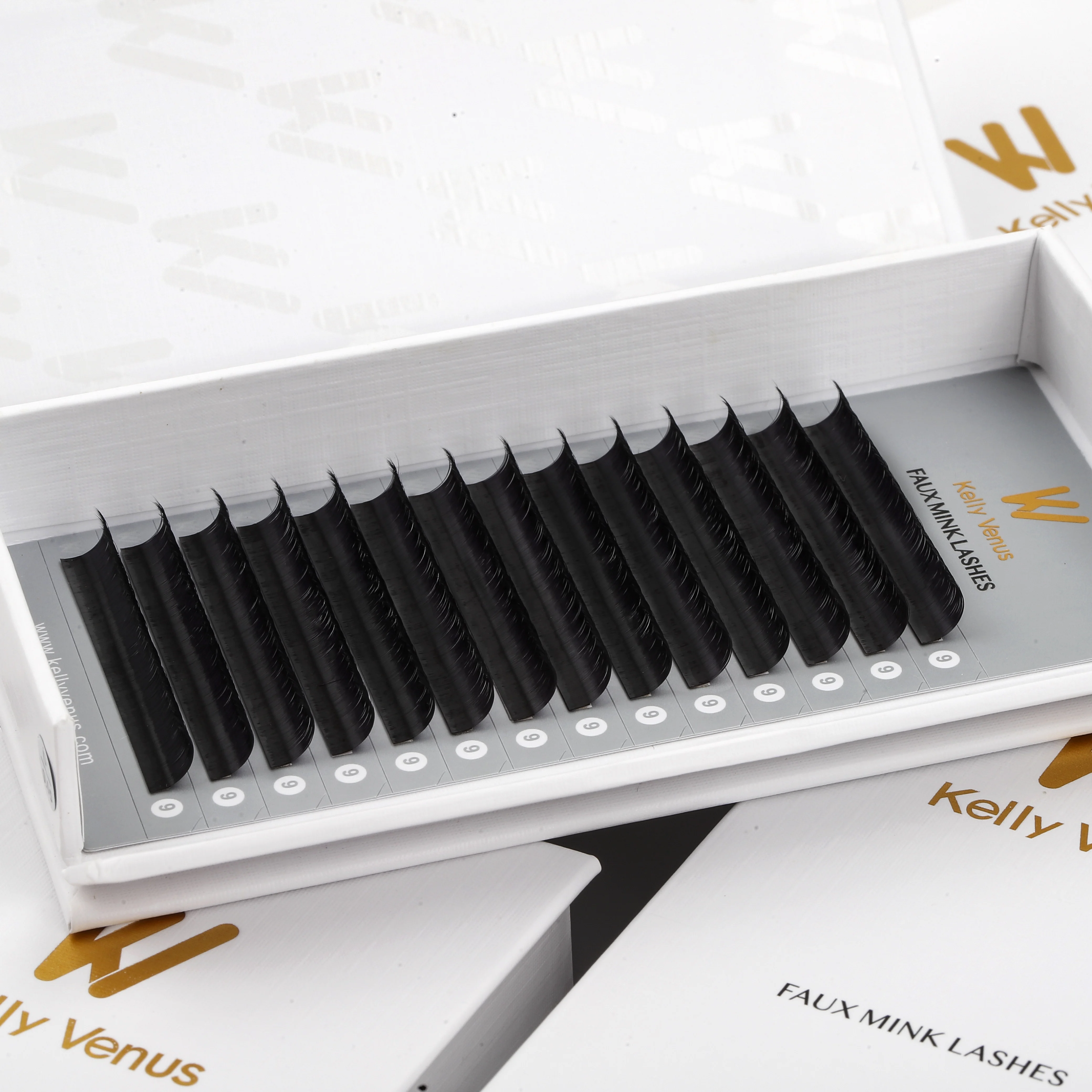 Custom Logo volume matte black flat cashmere lash extensions tray supplies individual volume eyelash extensions