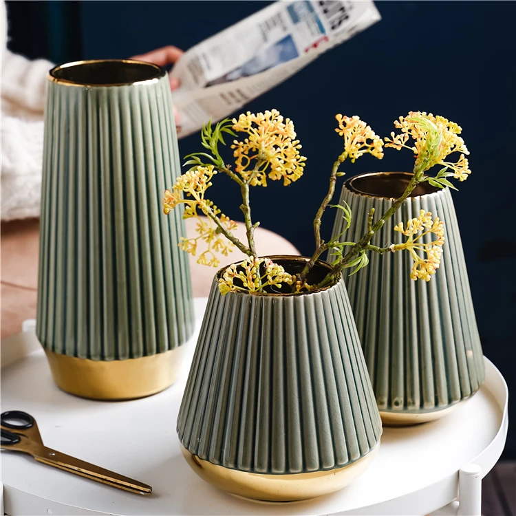 European style cheap modern luxury elegant tall wedding vase home hotel decoration pieces ceramic flower vases