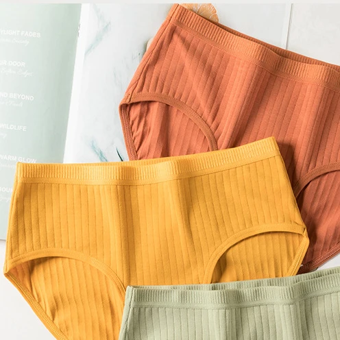 
Ladies panties 100% cotton stripe anti-bacterial breathable underwear seamless plus size different colors 