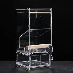 2021 Hot sales transparent Automatic feeding Bird Feeder Acrylic Cage pigeon feeding box parrot feeder