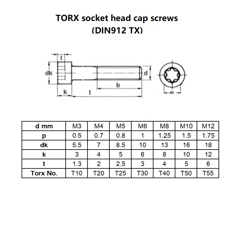 Corrosion resistance DIN912 TX  M8x23 Torx socket head cap GR5 Ti-6al-4v titanium bolts titanium screws