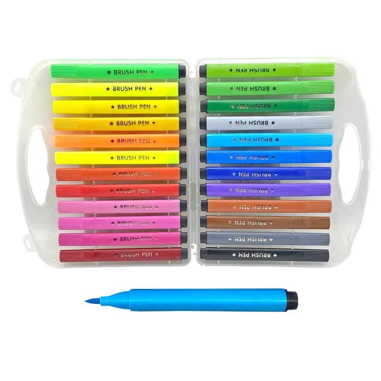factory highquality  low MOQ cheap felt tip water color brush pens 2mm watercolor brush marker pen for artist kids drawing