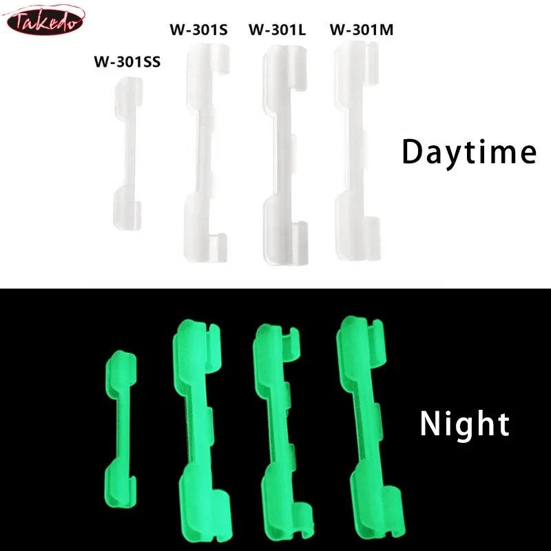 TAKEDO 20PCS W-301Night Fishing Luminous Fishing Rod Tip Light Clip Rod Tip Base Holder For Luminous Stick On Jigging Carp Rods