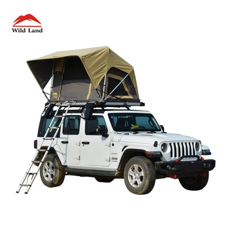 Wild Land Outdoor Camping New Design Upgrade Total Complete Whole Aluminum Piece Shell Triangle Hard Top Roof Top Tent