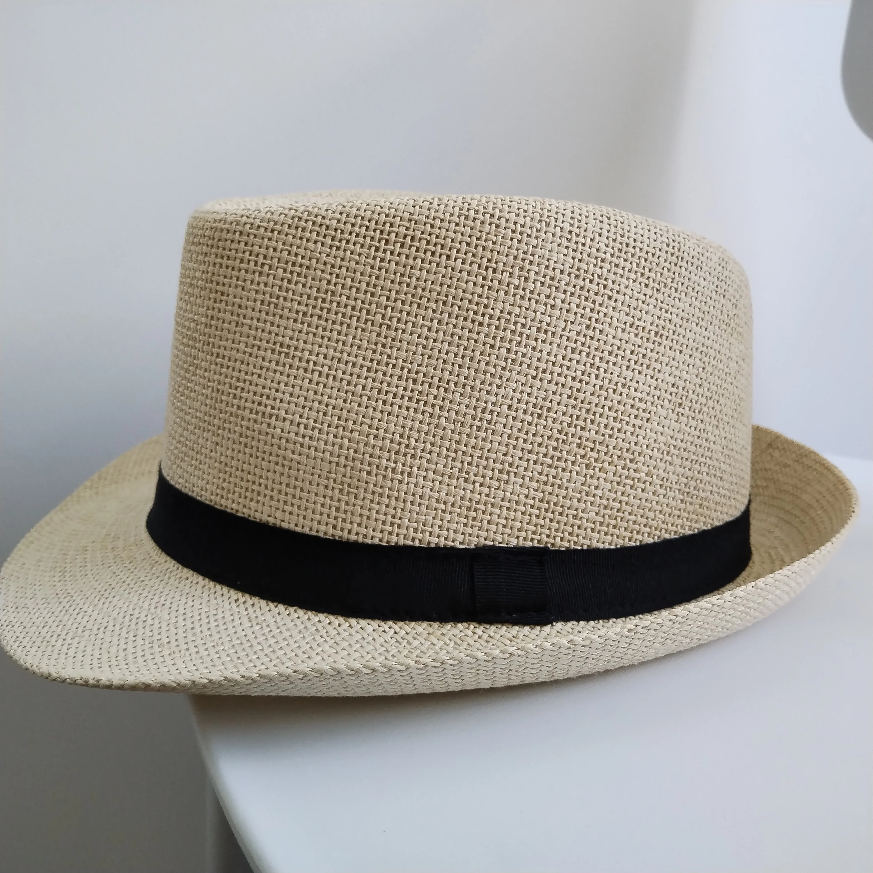 High Quality Custom logo paper fedora hats support Embroider Print logo Straw Hats For Men