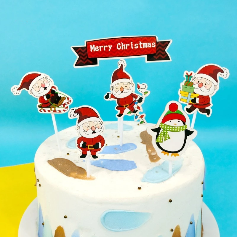 new design Merry Christmas Santa Clause Paper Christmas cake topper Santa themed cake topper for Christmas cakes