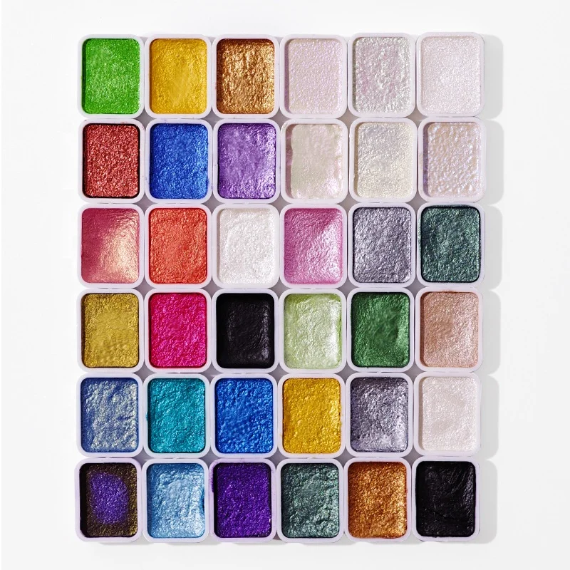 Nail Art Pearl Pigment Glitter Set Solid Metallic Watercolor Paint Chrome Powder Effect Shimmer Watercolor Nail Art