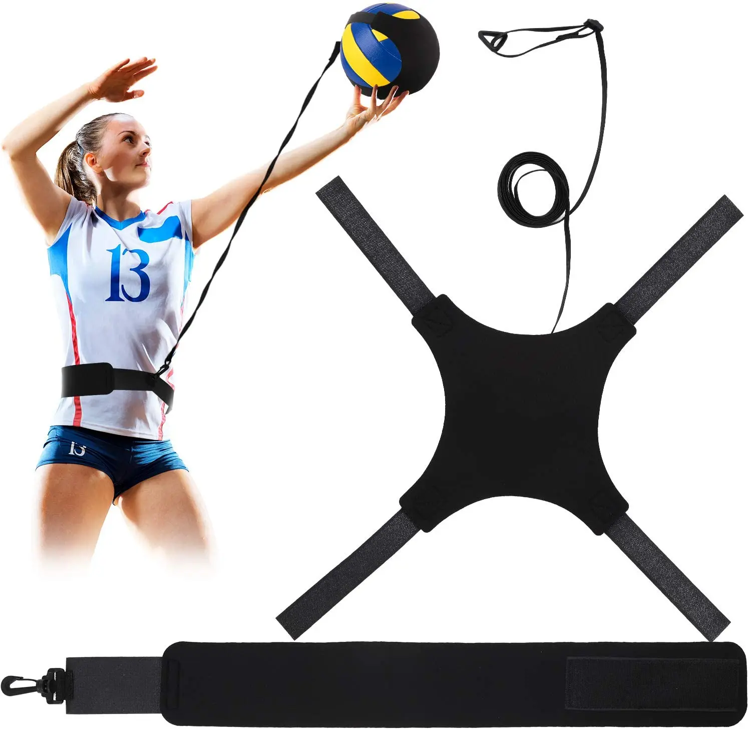 Soccer Solo Practice Trainer Solo Serve and Spike Trainer for Beginners Volleyball Training Equipment Aid