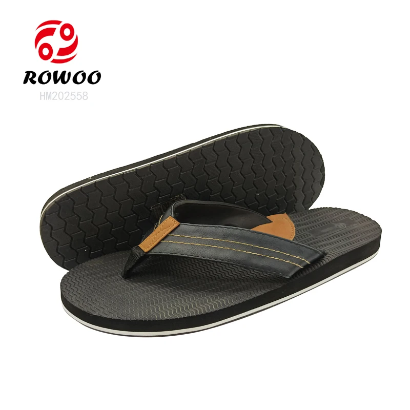Hot Sale Men Flipflop Slippers EVA Sole Home Slipper Shoes Africa Style Black Leather Slipper Supplier