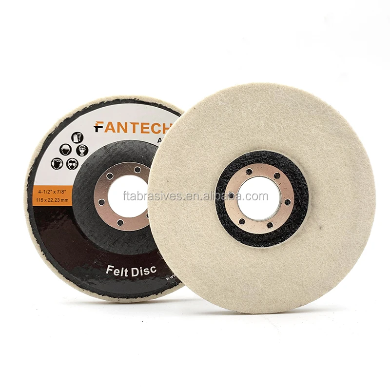 125mm 5 inch Round Type 100% Australian Wool Disc With Fiberglass Backing For Steel Polishing
