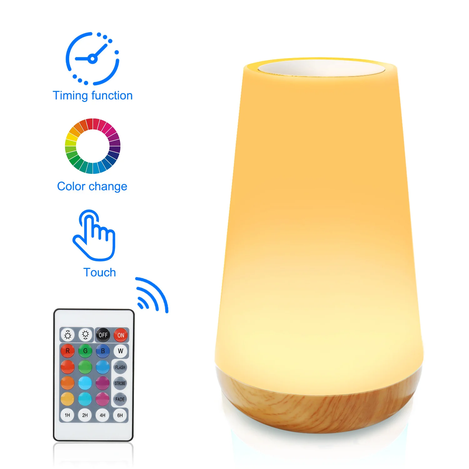 Night Light LED Lamp Touch Bedside Table Night Light creative wood USB Rechargeable Bar colorful atmosphere pat light bedroom