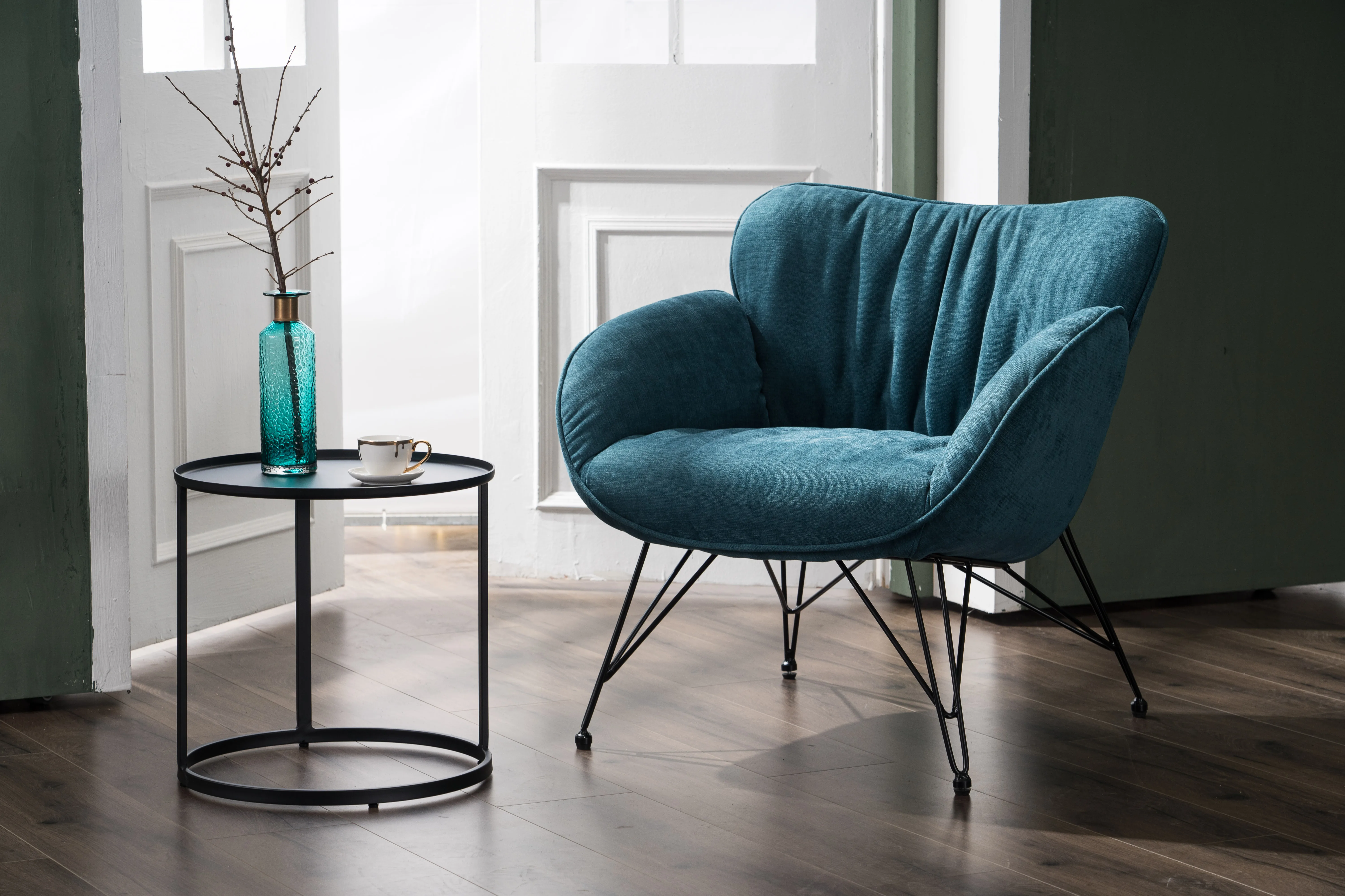 
Nordic style fabric sofa light luxury balcony living room bedroom living chair 