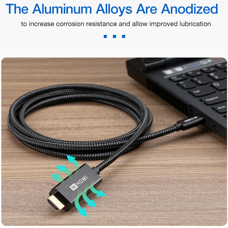 ULT-unite 8K 60Hz USB 3.1 Type-C Male to HDMI Male Adapter Cable 2m USB C to HDMI Audio Video Cable