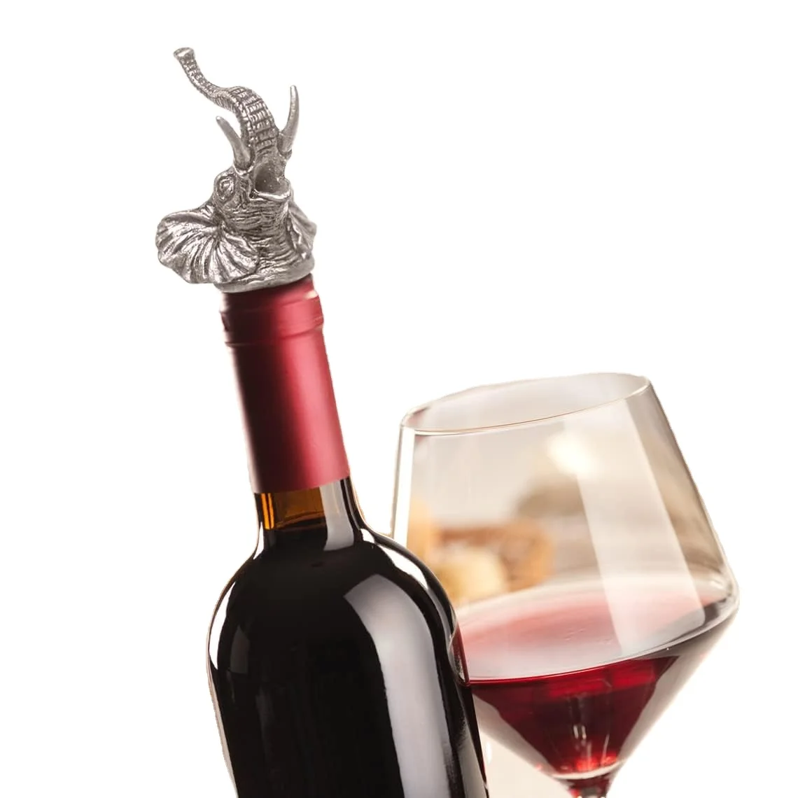 Hot Selling Bar supplies bottle  wine pourer metal elephant  bottle wine pourer oil pourer for home