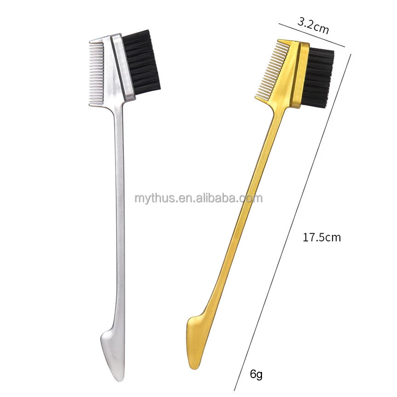 Three Double Sided Gold Edge Brush New 3 In 1 Edge Control Brush Hair Comb Eyebrow Brush Smooth Comb Bulk Wholesale For Curly