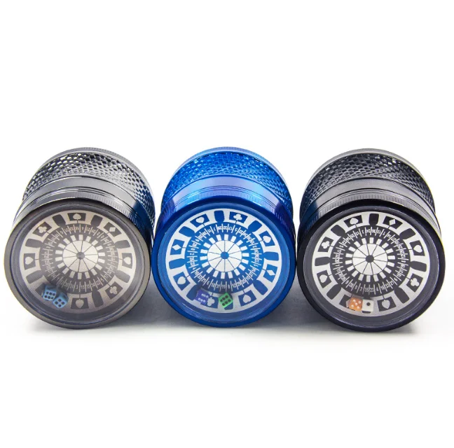 New Style Custom LOGO 63mm Dice Designs Herb Hand Grinder 4 Layers Zinc Alloy Metal Tobacco Accessories