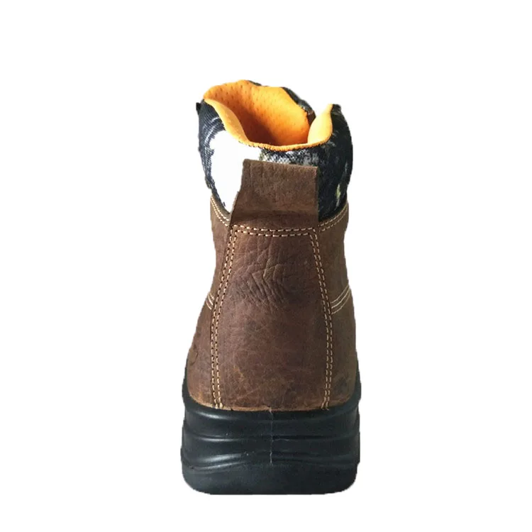 Unisex Safety Shoes Durable Genuine Leather Lining Microfiber Upper Lace-Up All Seasons-Featuring EVA PU Mesh Rubber Iron