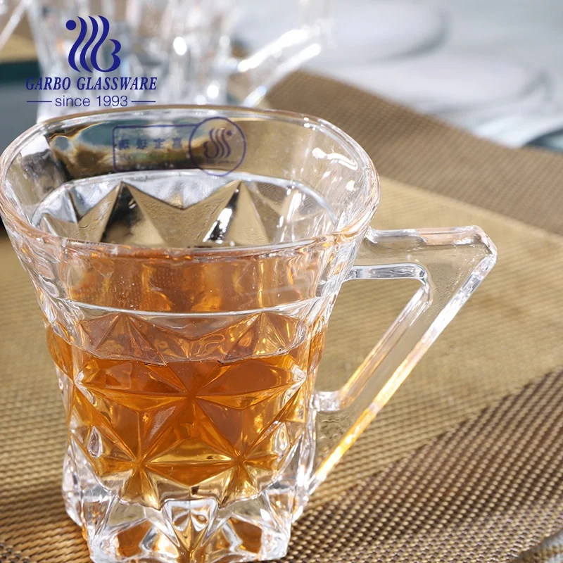 Оптовая продажа белая Хрустальная квадратная стеклянная кружка для питьевой воды кофе чая с гравировкой и толстым дном дома