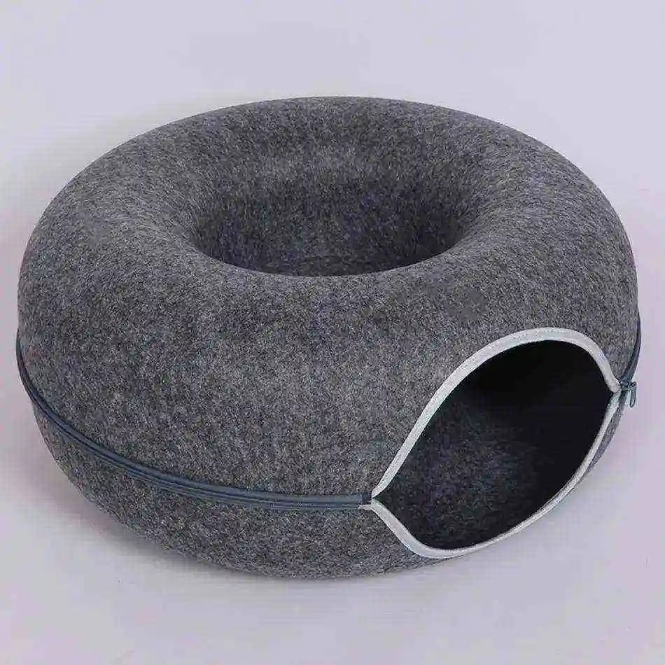 Custom Pet Products Wholesale Washable Luxury Large Cat Pet Dog Bed Felt Donut Cat Cave Fabric Tunnel For Pets