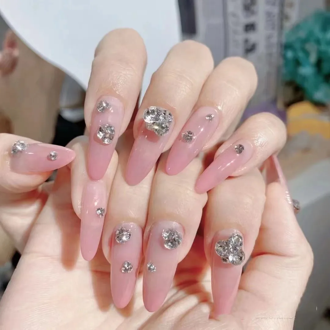 Nail art point back rhinestones mixed size 6 rids nail crystal stones nail bottom glass diamond charms wholesale