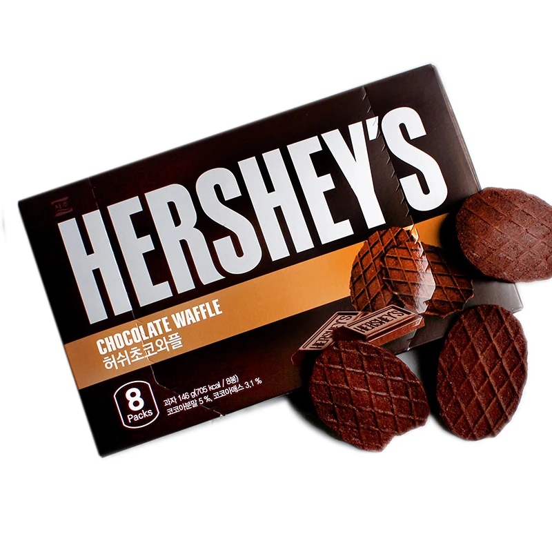 Korean Exotic snacks hershey chocolate cookies popular biscuits chocolate waffles thin crispy cookies 146g