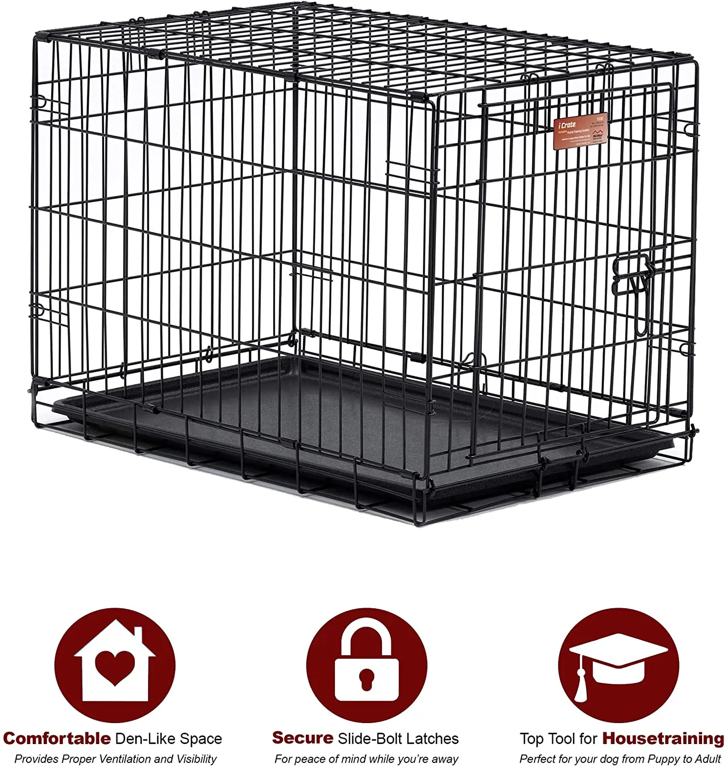 Homes for Pets Crate Dog Cage with Single Door and Double Folding Metal Door