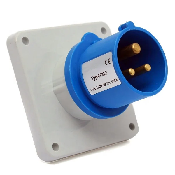 16A 3 Pin Plug IP67 Waterproof 2P+E 230V Fast-Fit 16 Amp Blue Marina Caravan for Industrial Electrical Equipment