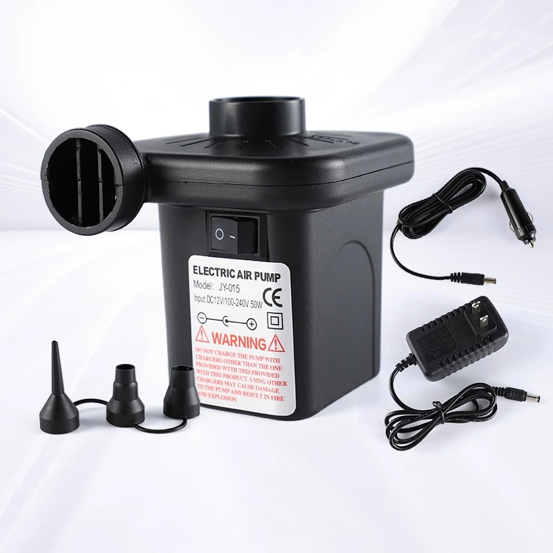 EU Plug Electric Air Pump DC12V/AC230V Inflate Deflate Pumps Car Inflator with 3 Nozzles
