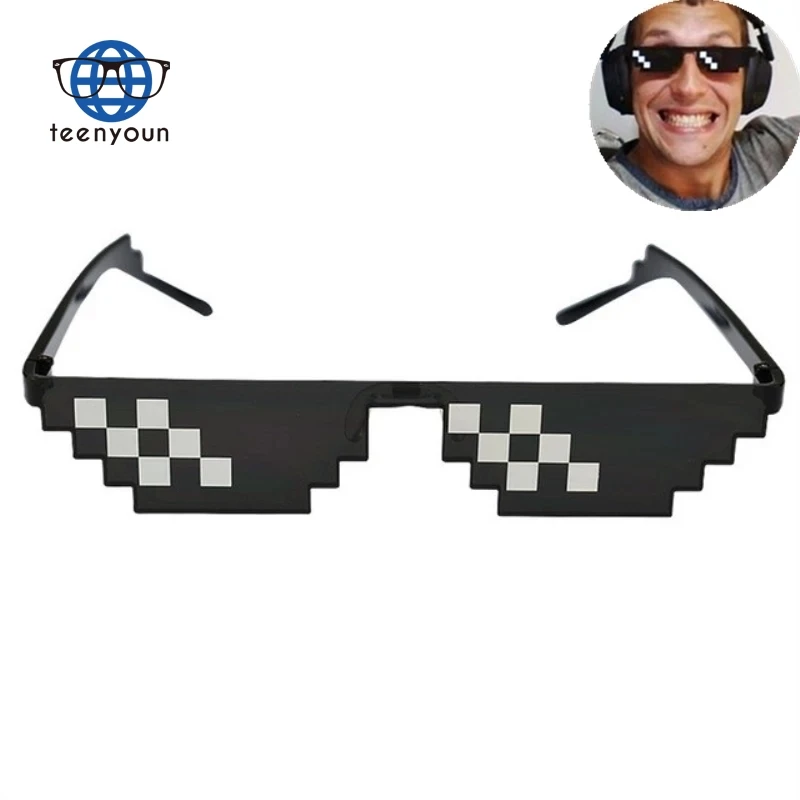 Teenyoun Sunglasses Funny Glasses Pixel Unisex Black Mosaic Outdoor Eyewear